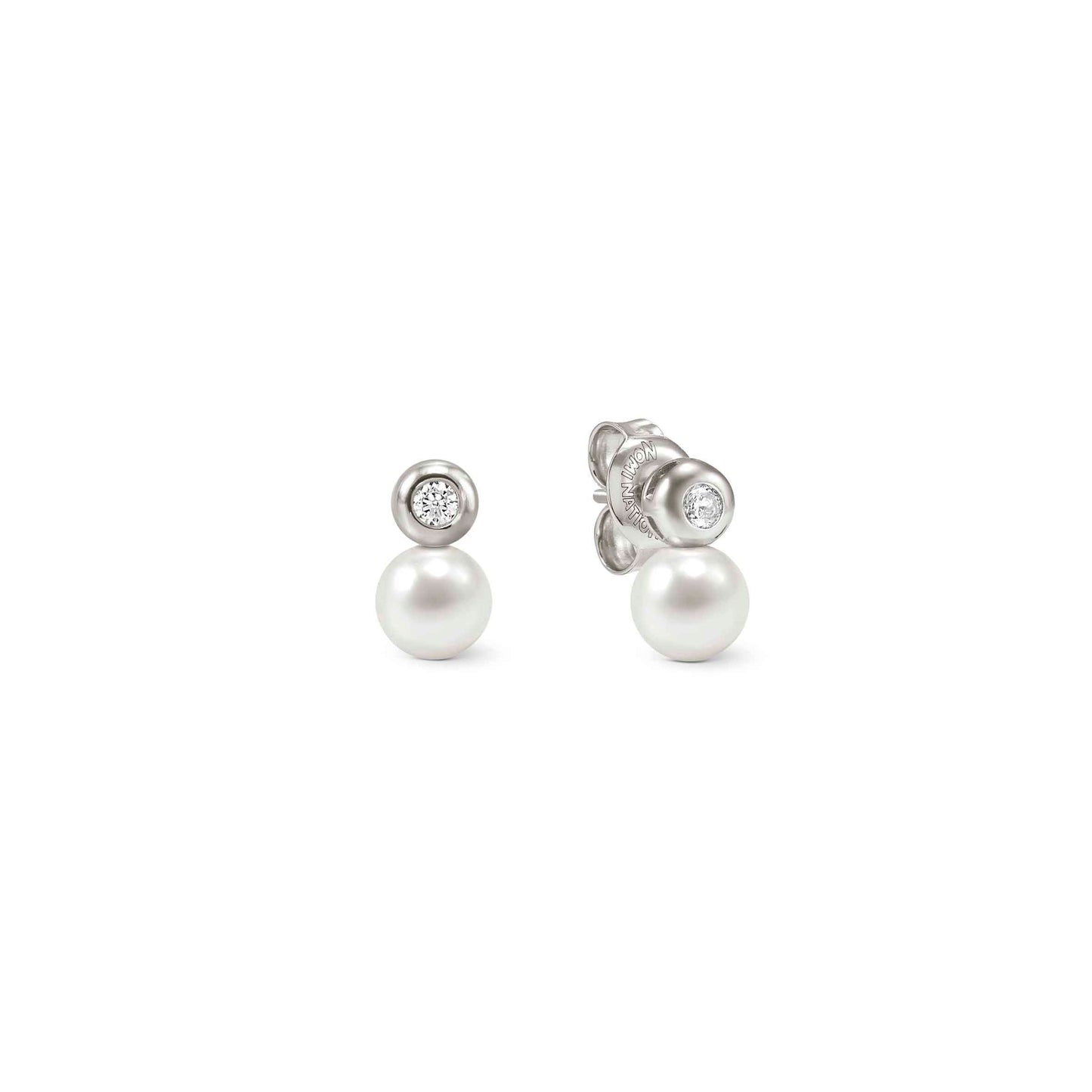 Nomination Pearls Loop Sterling Silver Cubic Zirconia Stud Earrings 242903/043