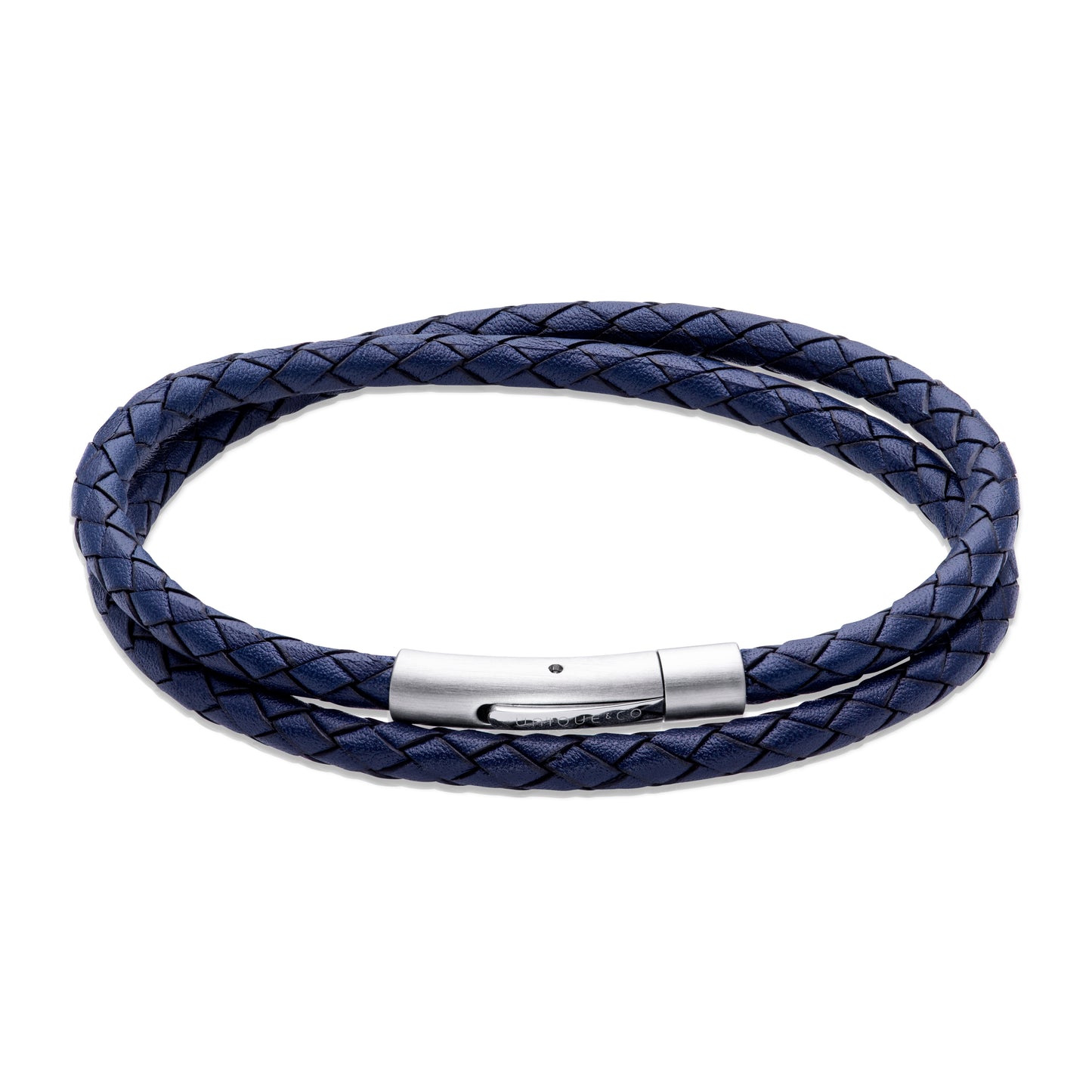 Unique & Co Navy Double Wrap Leather Bracelet 19cm