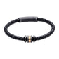Unique & Co Yellow Black Leather & Gold Plated Stainless Steel Inlay Bracelet 21cm