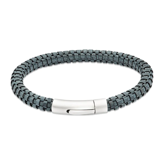 Unique & Co Antique Blue Finish Leather Bracelet 21cm