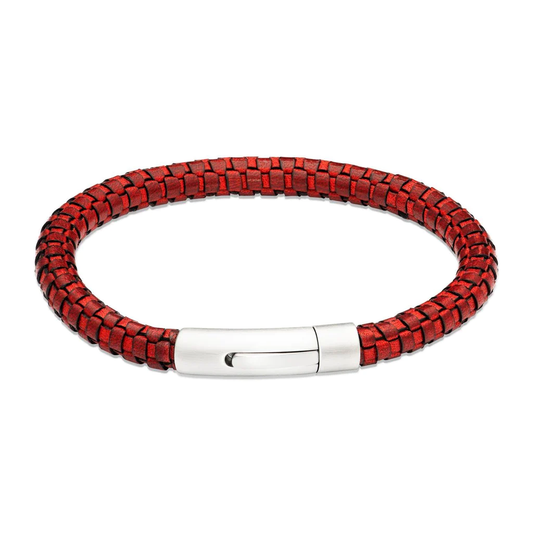 Unique & Co Antique Red Finish Leather Bracelet 21cm