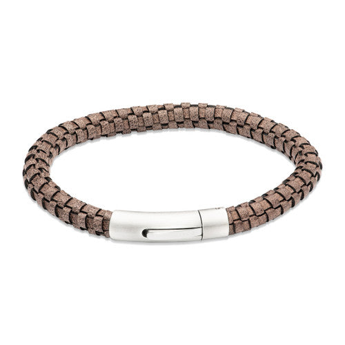 Unique & Co Antique Moro Brown Finish Leather Bracelet 19cm