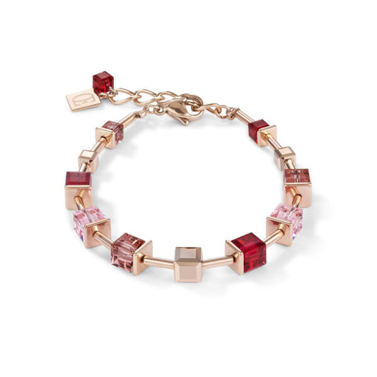 Coeur De Lion Red Pink Cube Bracelet