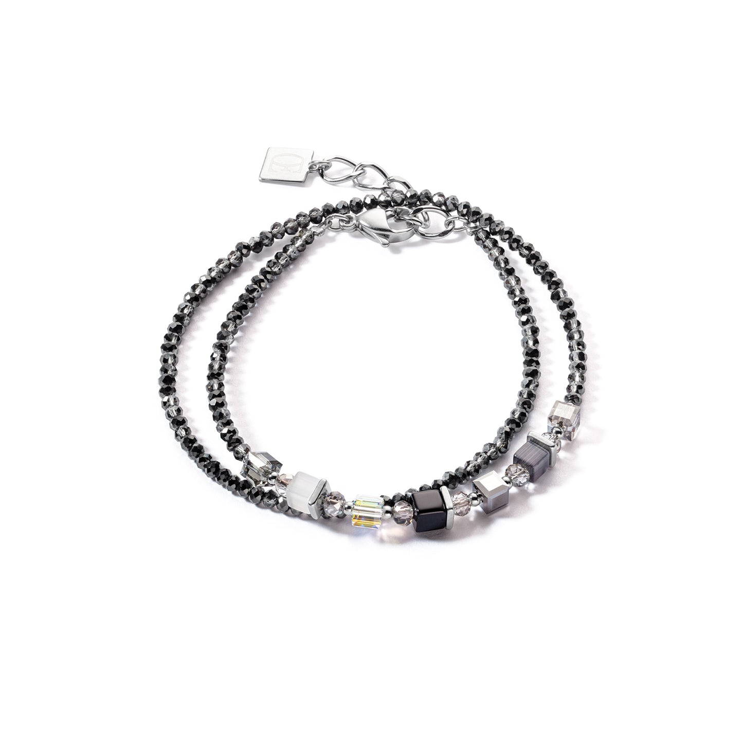 Coeur De Lion Double Wrap Black/Grey Bracelet