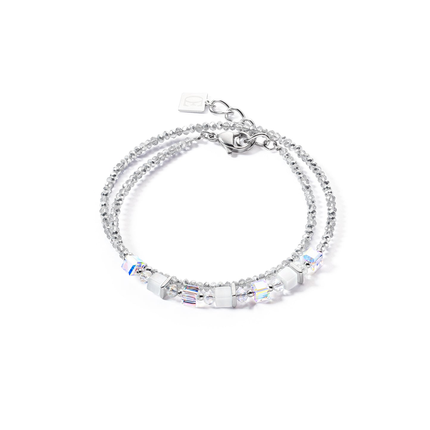 Coeur De Lion Double Wrap Grey & Clear Bracelet