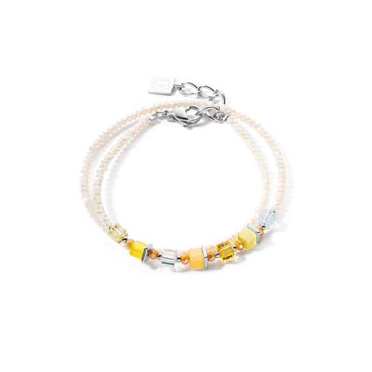 Coeur De Lion Double Wrap White & Lemon Crystal Bracelet