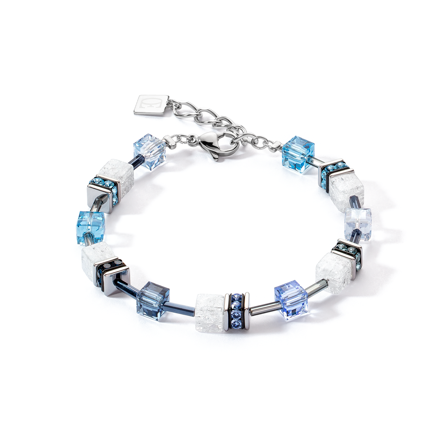 Coeur De Lion Geo Cube Blue & Clear Crystal Bracelet 3018/30-0714