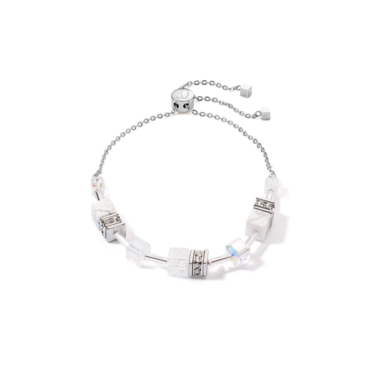 Coeur De Lion Geo Cube White Clear Crystal Bracelet
