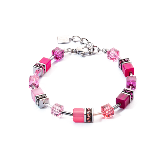 Coeur De Lion Magenta Pink Rose Cubes Crystal Bracelet