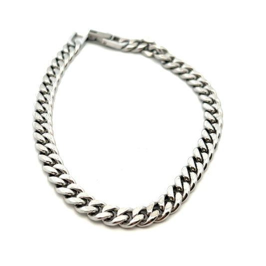 Unique & Co Stainless Steel 6mm Wide Polished Matt Link Bracelet