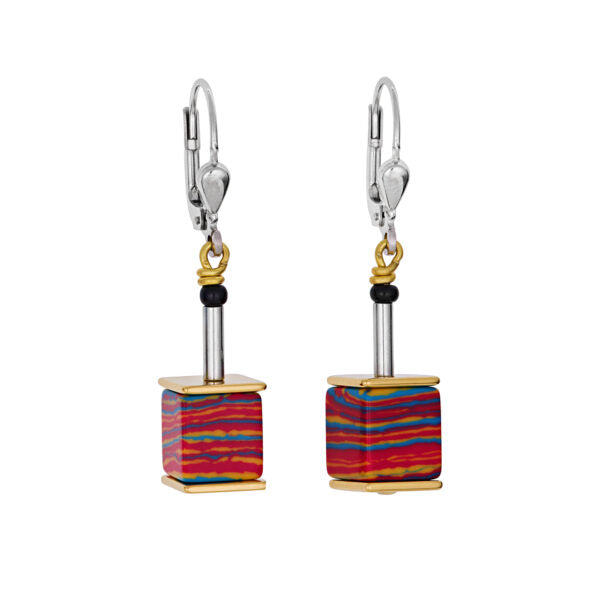 Coeur De Lion Geo Cube Large Multicoloured Crystal Drop Earrings