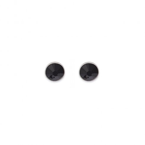 Coeur De Lion Round Black Crystal Stud Earrings