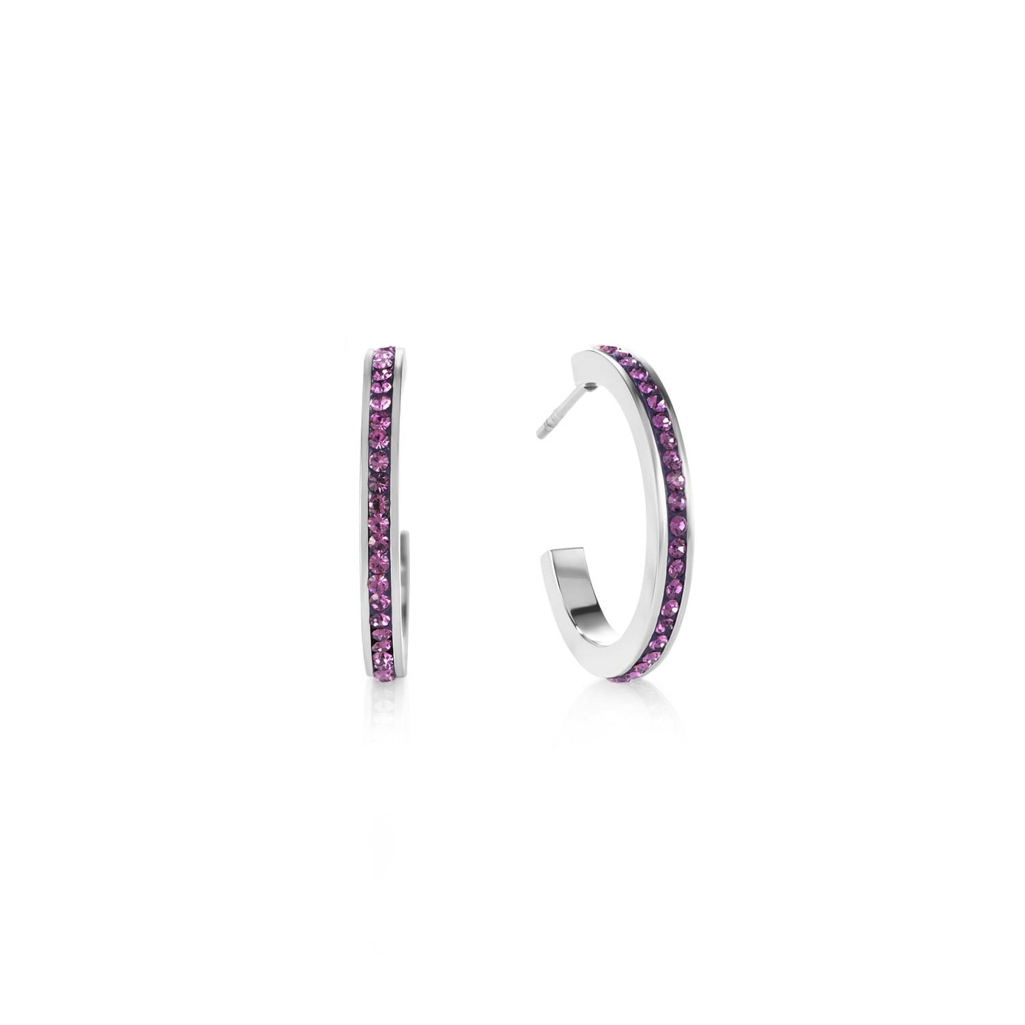 Coeur De Lion Purple Stone Hoop Earrings