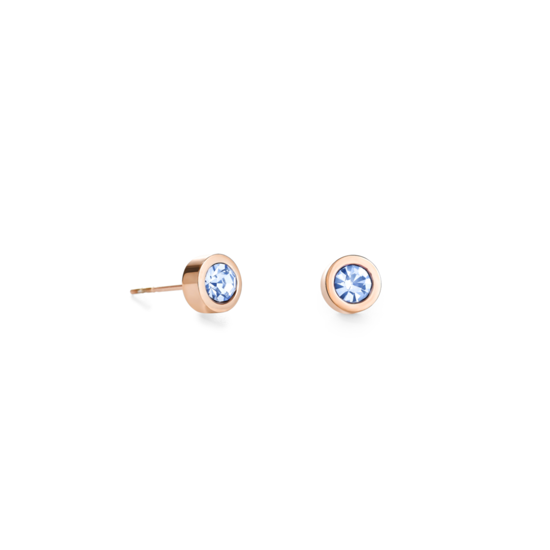 Coeur De Lion Light Blue Bezel Stud Earrings
