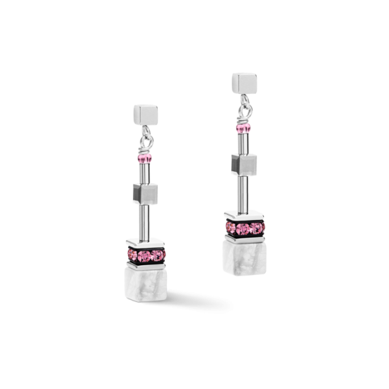 Coeur De Lion Howlite and Pink Crystal Drop Earrings