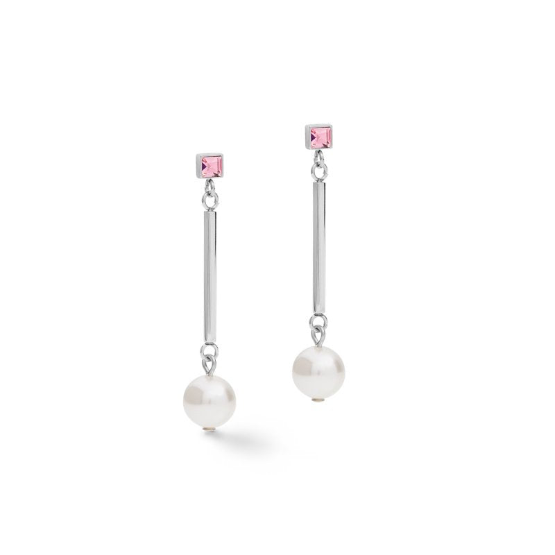 Coeur De Lion Imitation Pear and Pink Crystal Drop Earrings 5046/21-1900