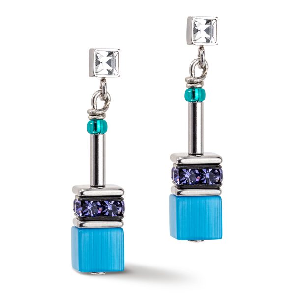 Coeur De Lion Blue and Purple Cube Drop Earrings