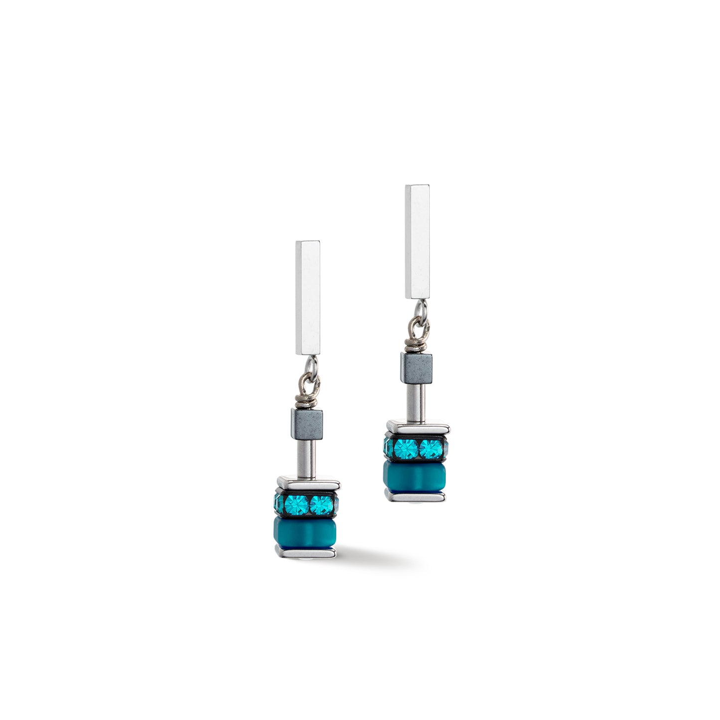 Coeur De Lion Multicoloured Blue Cube Drop Earrings