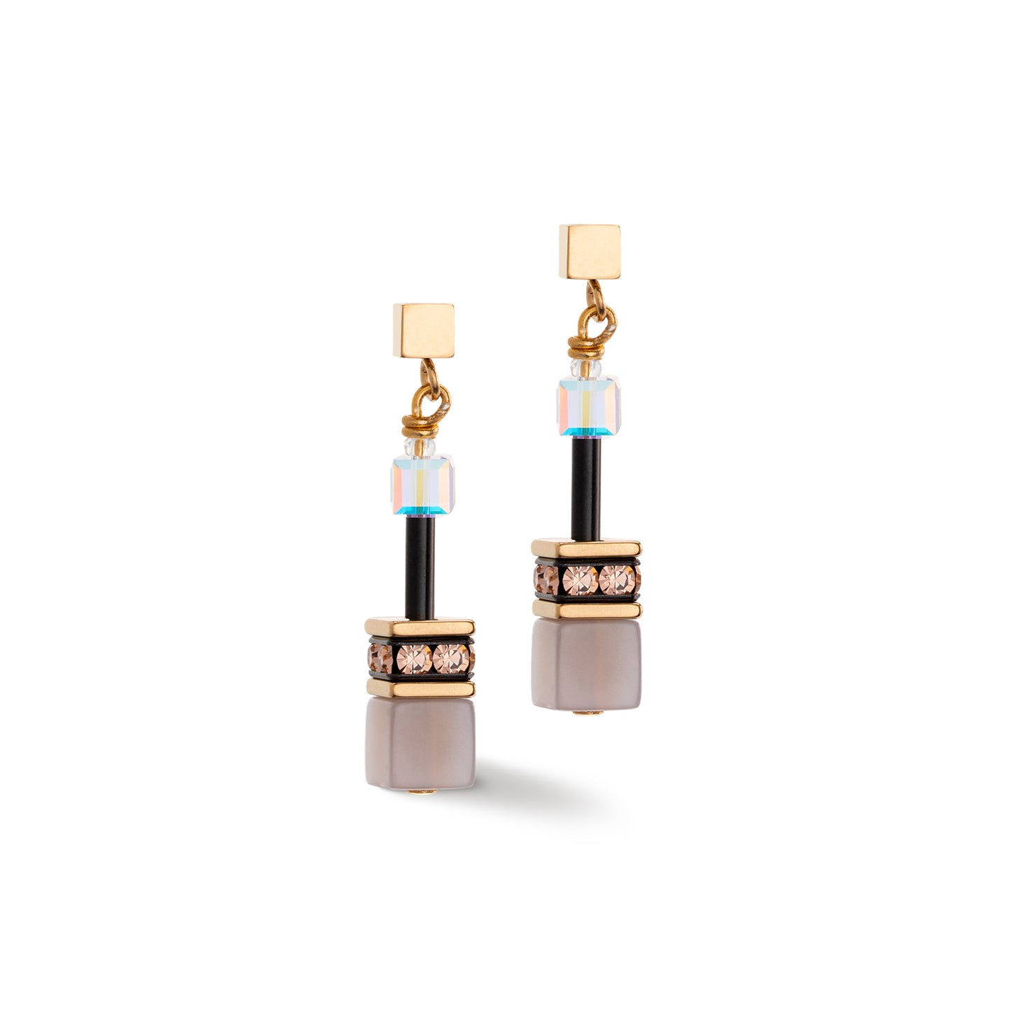 Coeur De Lion Multi Brown Cube Drop Earrings