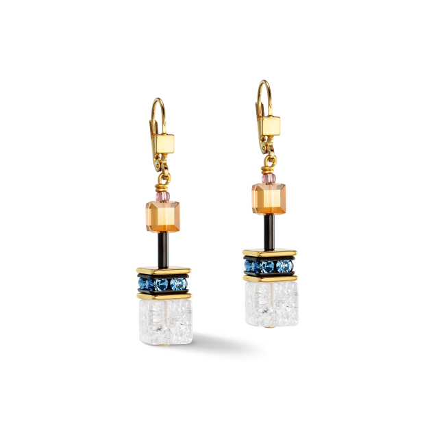 Coeur De Lion Large Yellow Gold Plated Crystal Drop Earrings