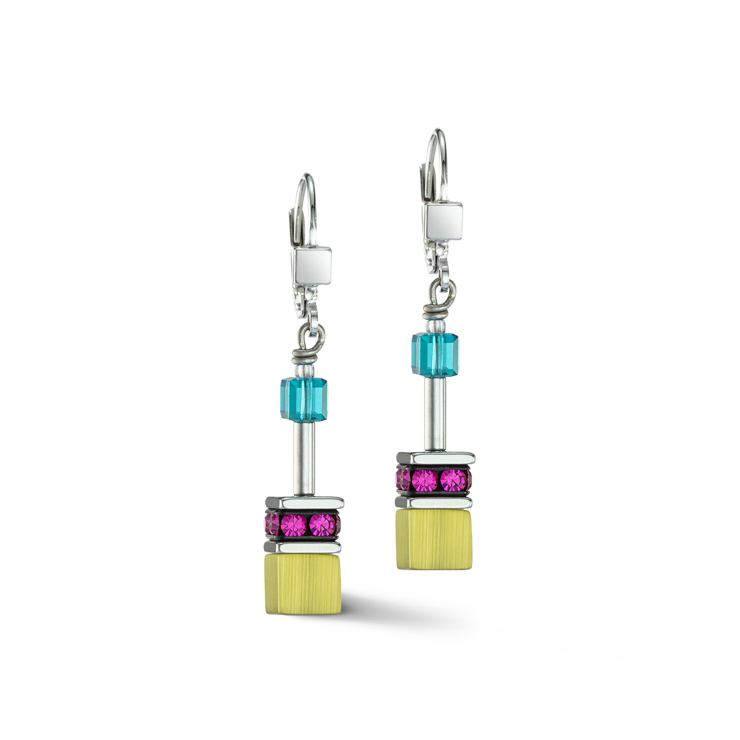 Coeur De Lion Multi Colour Fancy Green Cerise Teal Drop Earrings 2838/20-1568