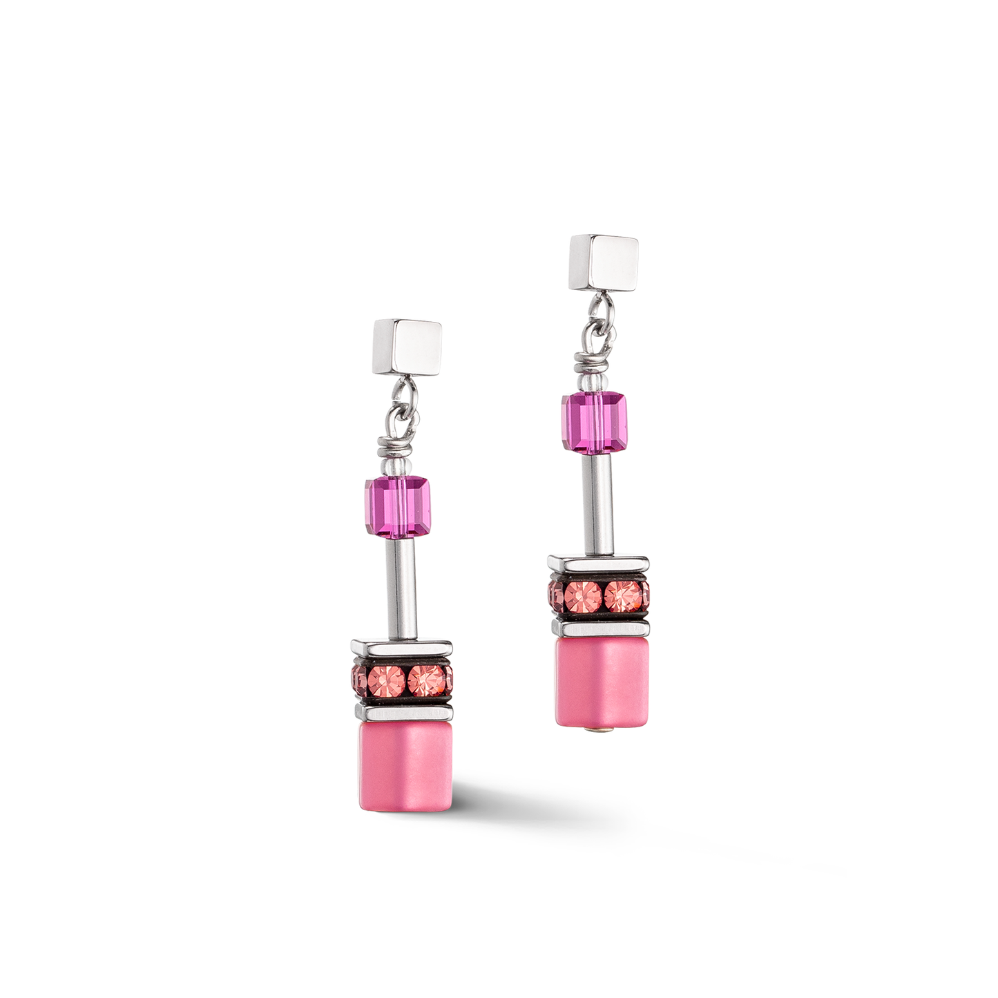 Coeur De Lion Magenta Pink Rose Crystal Drop Earrings