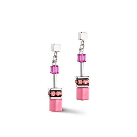 Coeur De Lion Magenta Pink Rose Crystal Drop Earrings