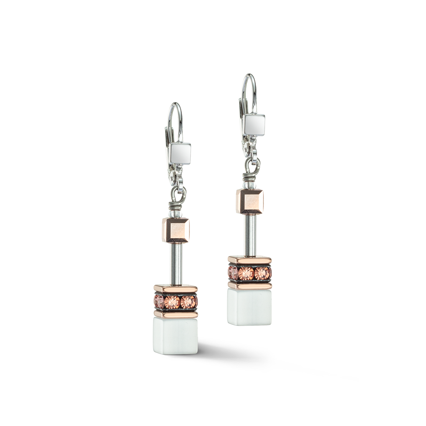 Coeur De Lion White Cognac Drop Earrings 4013/20-1127