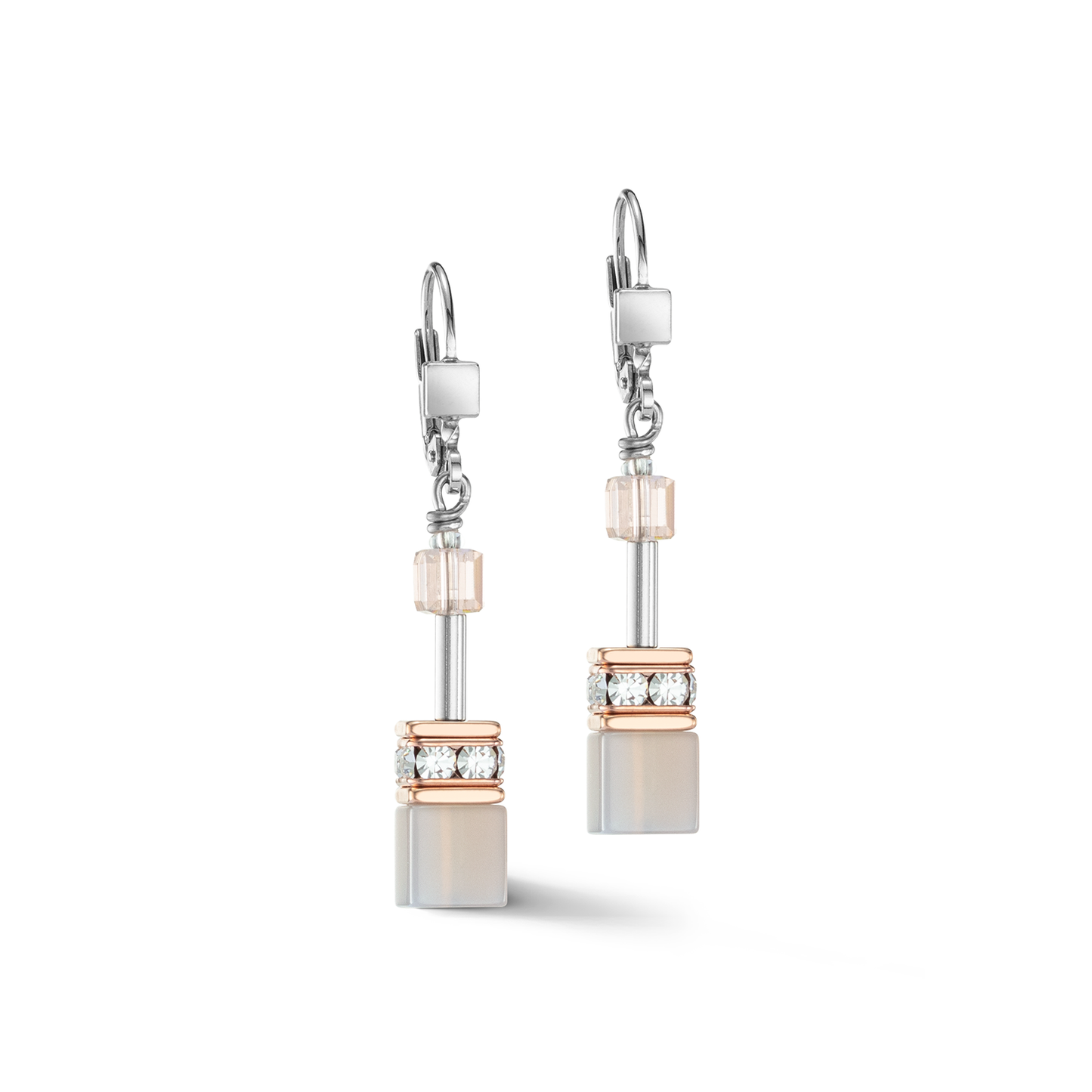 Coeur De Lion Peach White Crystal Drop Earrings