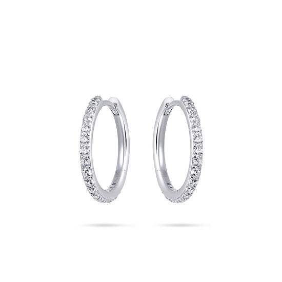 Sterling Silver 20mm Cubic Zirconia Huggy Hoop Earrings