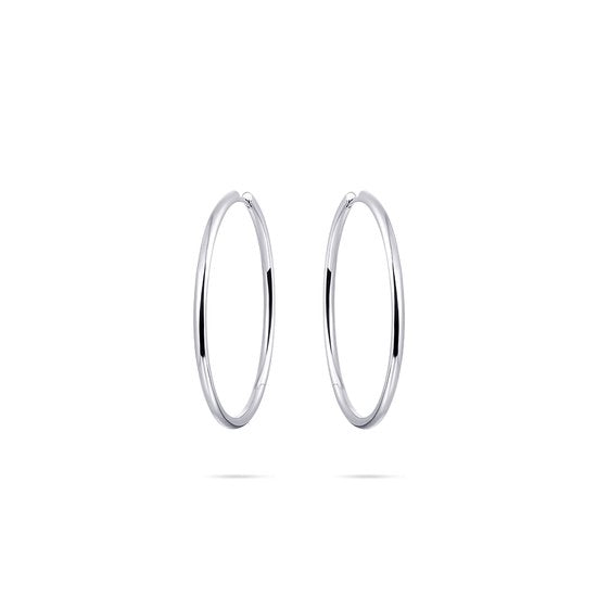 Sterling Silver 40mm Plain Hoop Earrings