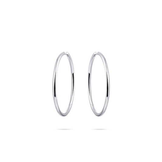 Sterling Silver 40mm Plain Hoop Earrings