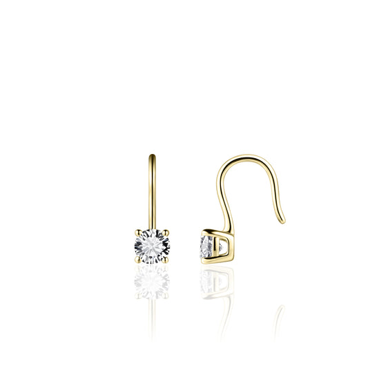Yellow Gold Plated Cubic Zirconia Hook Wire Earrings