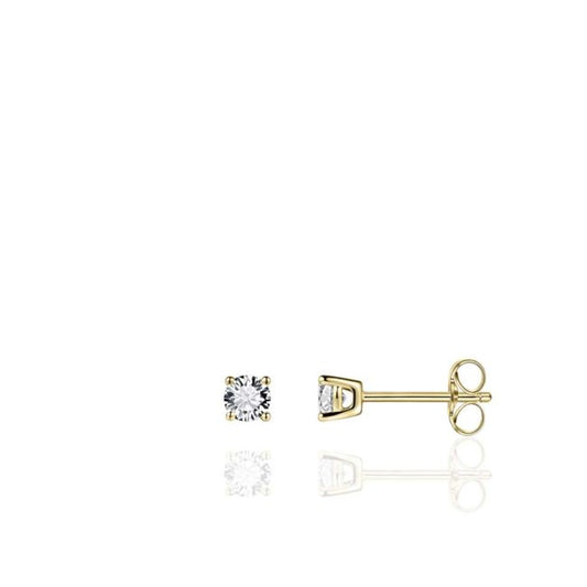 Yellow Gold Plated Cubic Zirconia Claw Stud Earrings