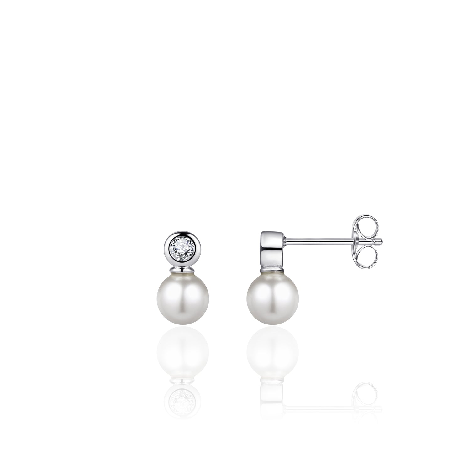 Sterling Silver Cubic Zirconia & Imitation Pearl Earrings