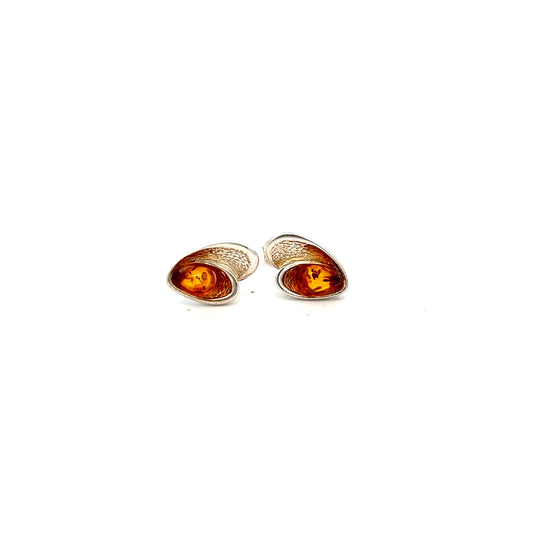 Sterling Silver Amber Stud Earrings