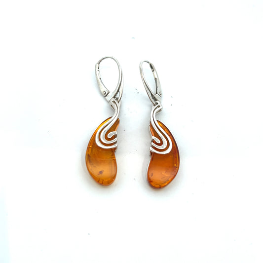 Sterling Silver Amber Drop Earrings