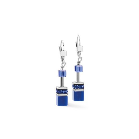 Coeur De Lion GeoCUBE® Iconic Drop Earrings Azure Spirit Silver
