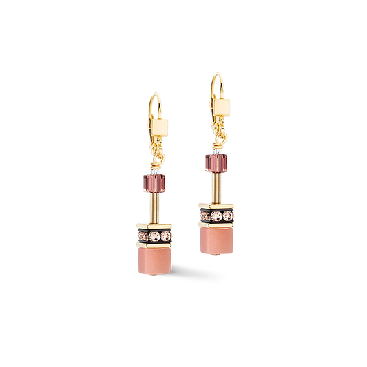 Coeur De Lion Iconic Pink Peach Brown Yellow Gold Plated Earrings