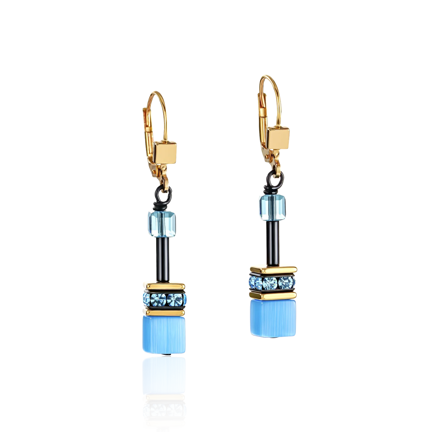 Coeur De Lion Blue and Black Drop Earrings