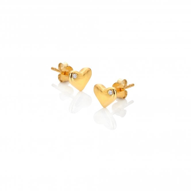 Hot Diamonds x Golden Edit Yellow Gold Plated Desire Heart Stud Earrings DE781