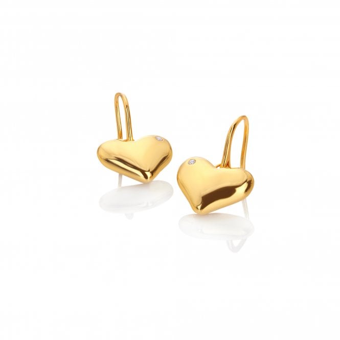 Hot Diamonds x Golden Edit Yellow Gold Plated Desire Heart Drop Earrings DE782