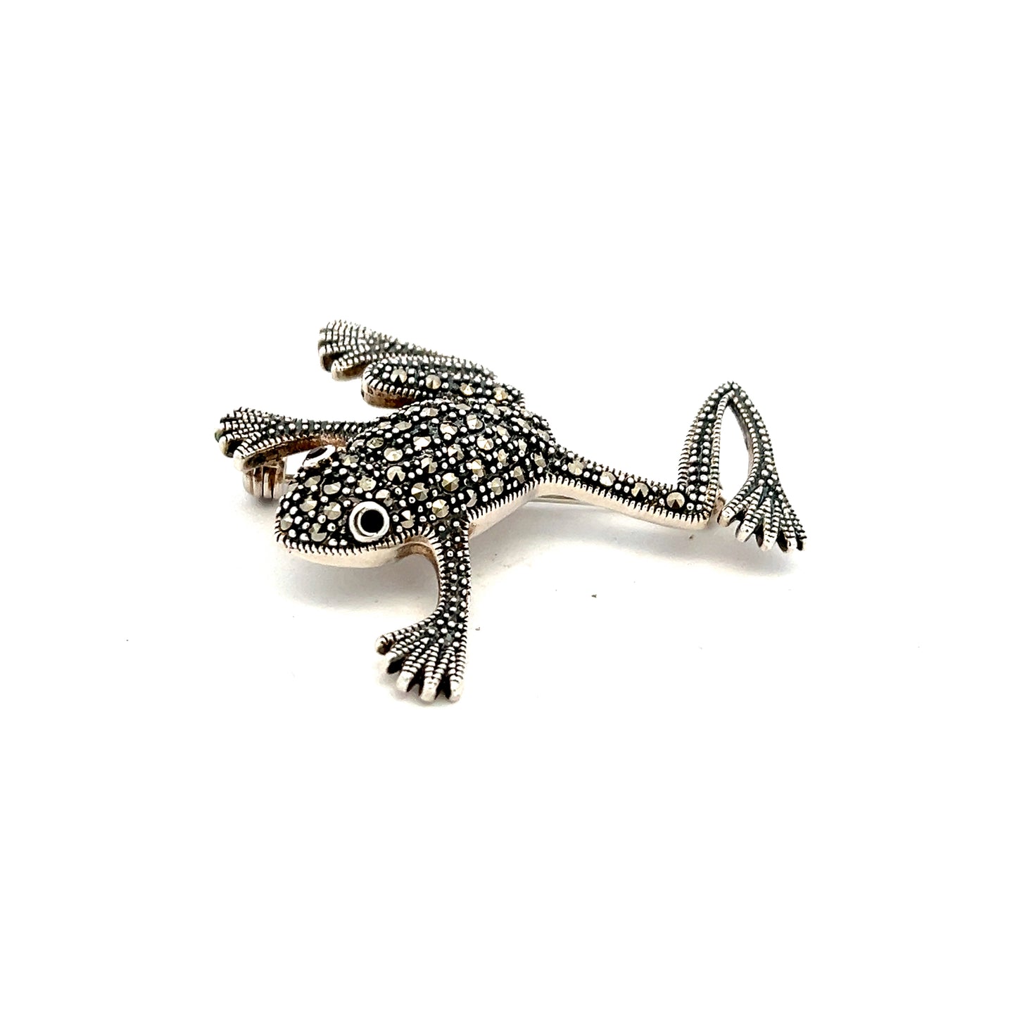 Sterling Silver Marcasite Frog Brooch