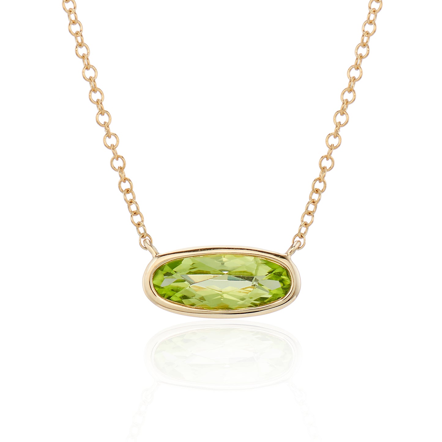 9ct Yellow Gold Oval Peridot Necklace