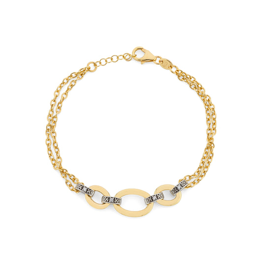 9ct Yellow Gold Cubic Zirconia Ovals With Double Strand Bracelet