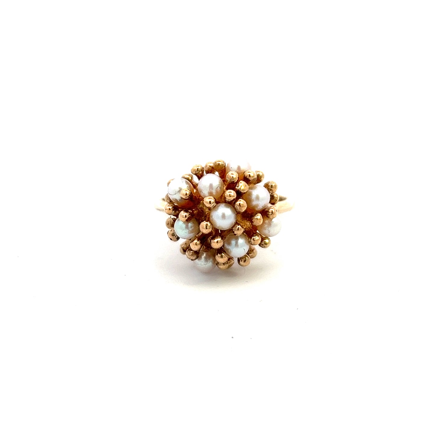 Pre-Owned 9ct Gold Sputnik Inspired Vintage Pearl Ring