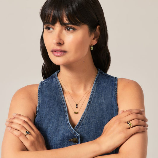 9ct Yellow Gold Slim Oval Rubover Garnet Necklace