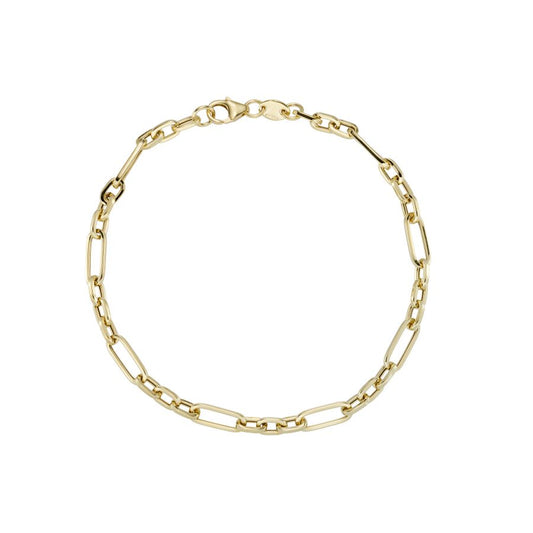 9ct Yellow Gold Hollow Link Bracelet 7"
