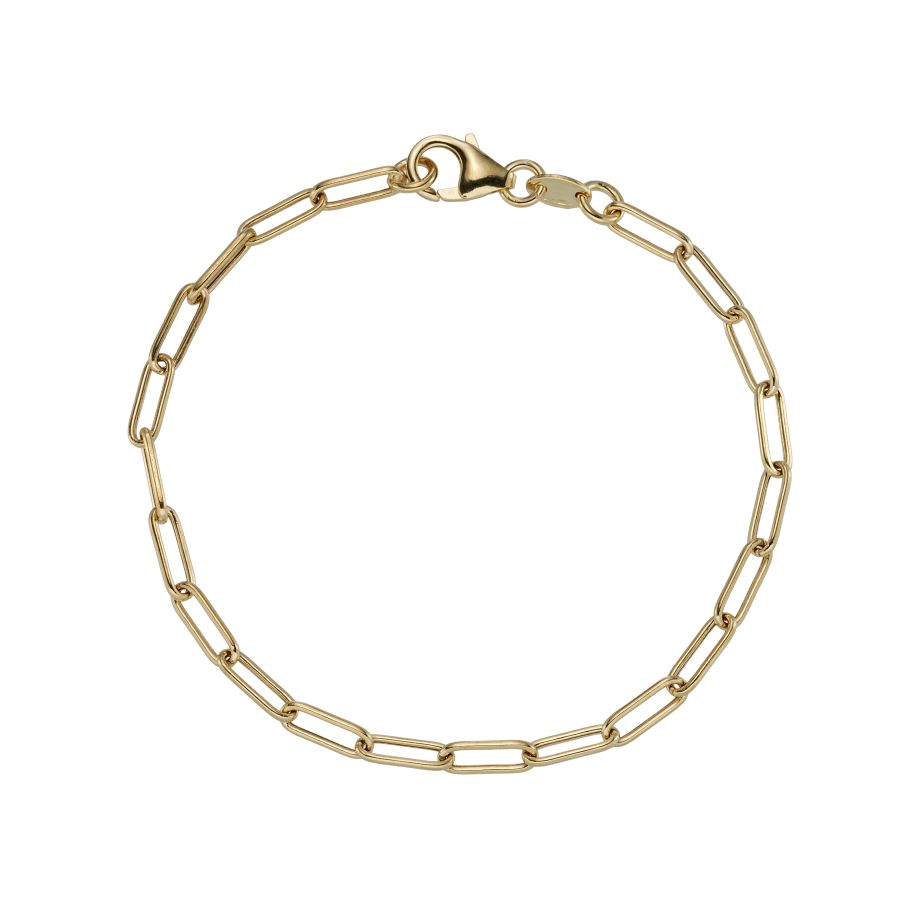 9ct Yellow Gold Mini Hollow Paper Link Bracelet 7"