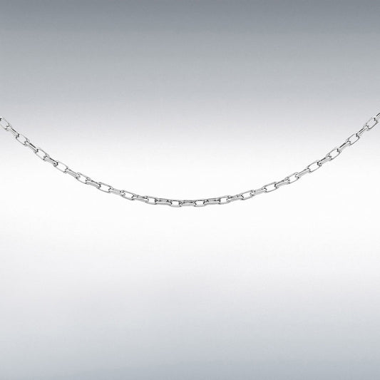 9ct White Gold 1.4mm Diamond Cut Belcher Chain 18"